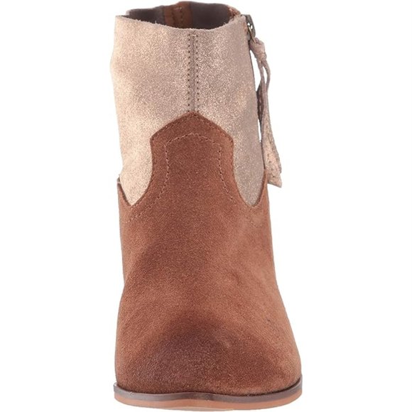 FRYE AND CO. WOMEN'S TAN SUEDE  RUBIE ZIP ANKLE BOOTS SIZE 9 NEW GLITTER LEATHER - Picture 5 of 13